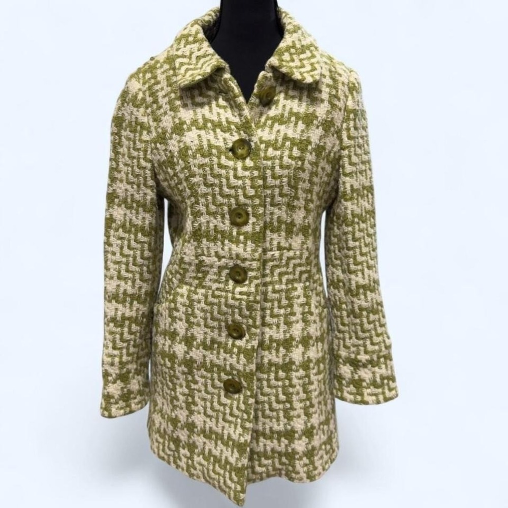 Caslon wool blend tailored coat in the prettiest olive + cream‎ textured tweed